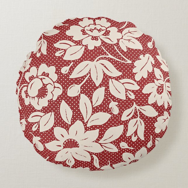 Cojín Redondo Estilo floral de William Morris (Anverso)