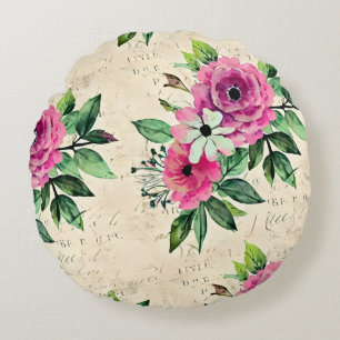 Cojín Redondo Estilo Floral Vintage Shabby Chic