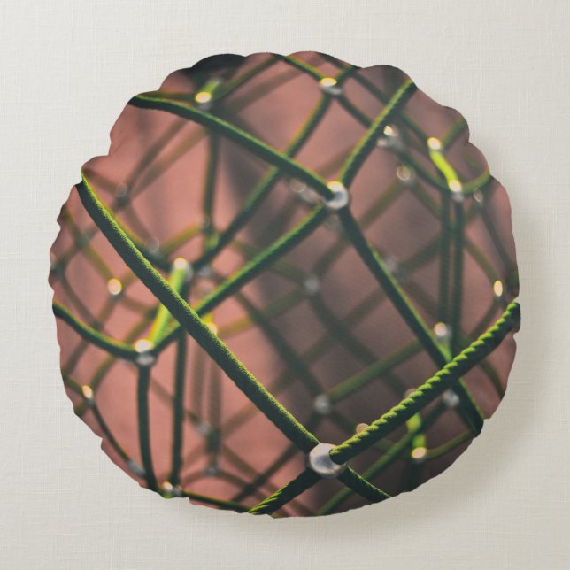 Cojín Redondo Estopa verde y negra (Anverso)