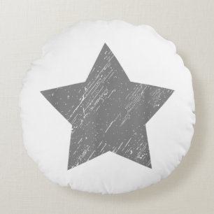 Cojín Redondo Estrella Acongojada Gris Estrella Vintage