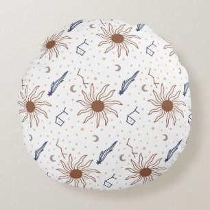 Cojín Redondo Estrella celeste, sol y luna