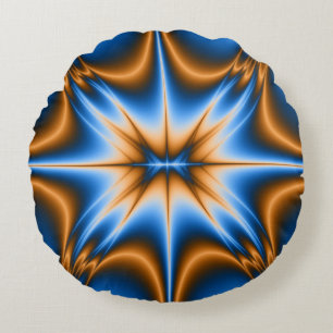 Cojín Redondo Estrella de diseño azul y dorado