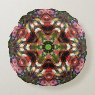 Cojín Redondo Estrella de salmón rojizo caleidoscopio de estilo