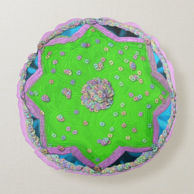 Cojín Redondo Estrella floral de 8 puntas Eid (Anverso)