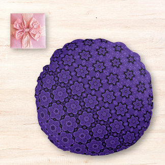 Cojín Redondo Estrella floreciente Mandala Purple