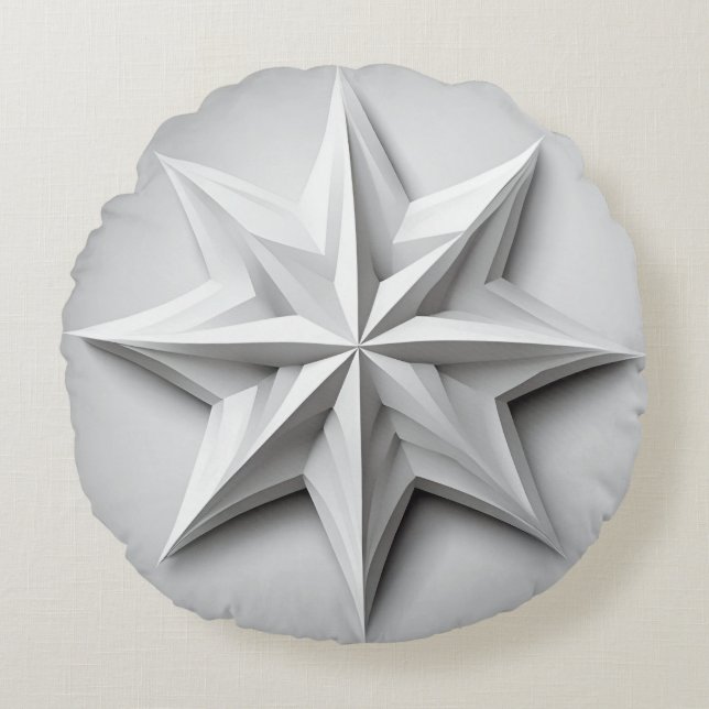 Cojín Redondo Estrella gris y blanca del país moderno (Anverso)