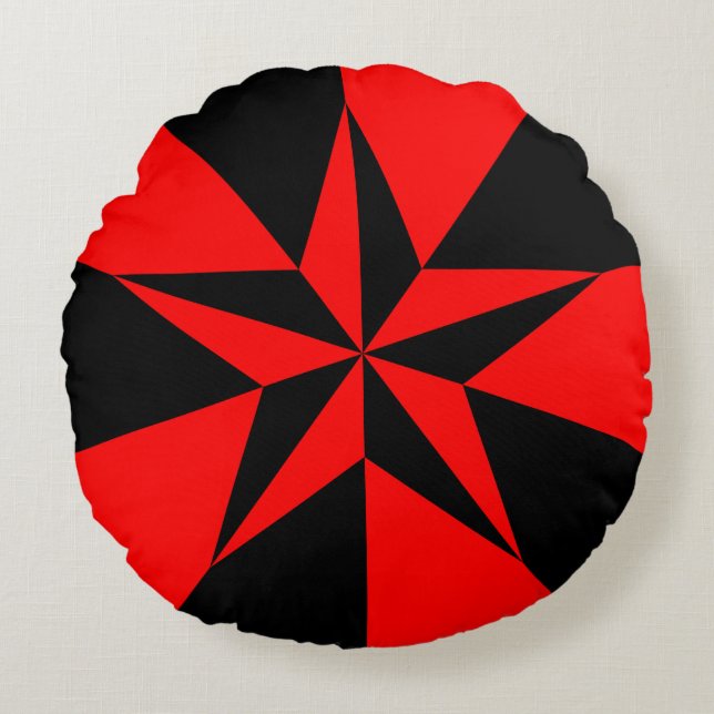 Cojín Redondo Estrella roja y negra (Bandera del Socialismo Libe (Anverso)
