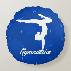Cojín Redondo Estrellas azules del chica de la gimnasia
