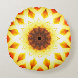 Cojín Redondo Estrellas brillantes del fractal del oro el |