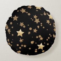 Estrellas Celestiales Negras y Doradas y Lunares