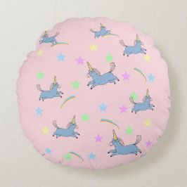Cojín Redondo Estrellas de arco iris de Unicornio sin fisuras