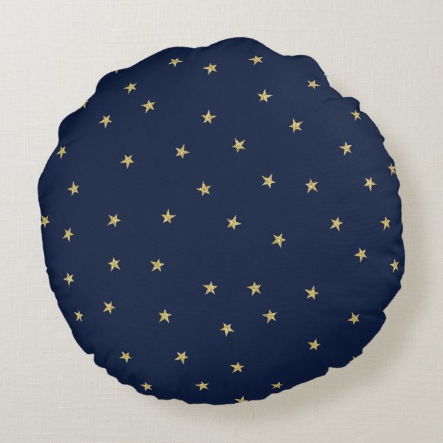 Cojín Redondo Estrellas De Armada Y Oro (Reverso)