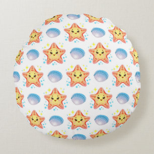 Cojín Redondo Estrellas de mar y conchas adorables