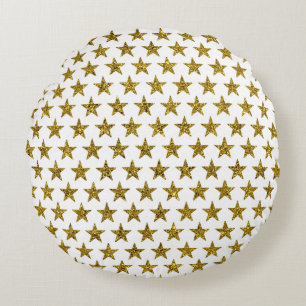 Cojín Redondo Estrellas de purpurina dorada