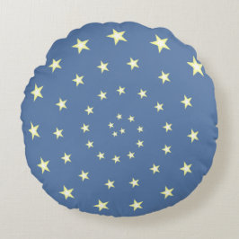 Cojín Redondo Estrellas Elegantes en Espiral sobre Azul Maravill