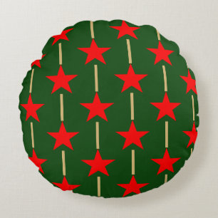 Cojín Redondo Estrellas verdes y rojas