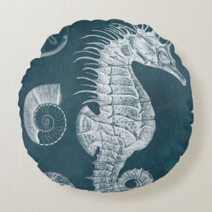 Cojín Redondo Estudio azul I del Seahorse