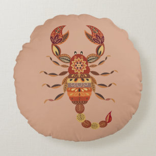 Cojín Redondo Ethnic Floral Scorpion
