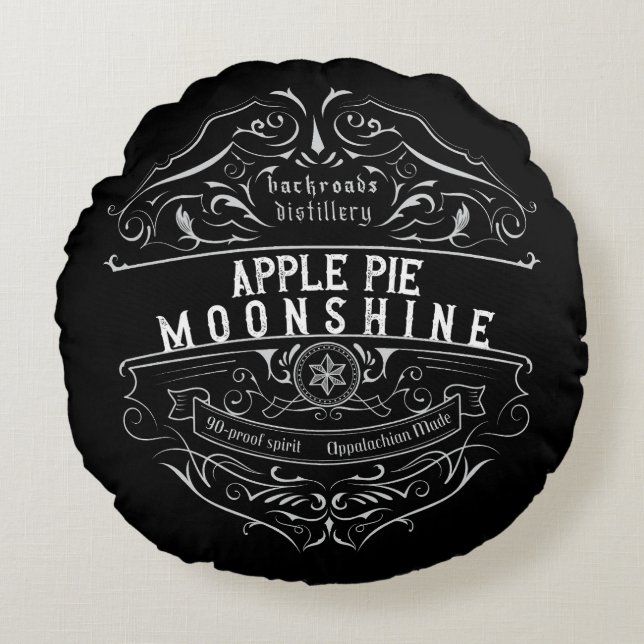 Cojín Redondo Etiqueta Appalachia Moonshine (Anverso)