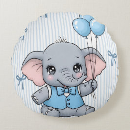 Cojín Redondo Etiqueta de Ducha para Bienvenida Niño Elefante