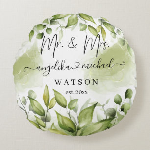 Cojín Redondo Eucalyptus Greenery Rubor guión moderno de moda