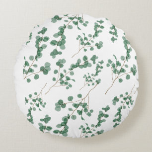 Cojín Redondo Eucalyptus Leaf Seamless Pattern Art