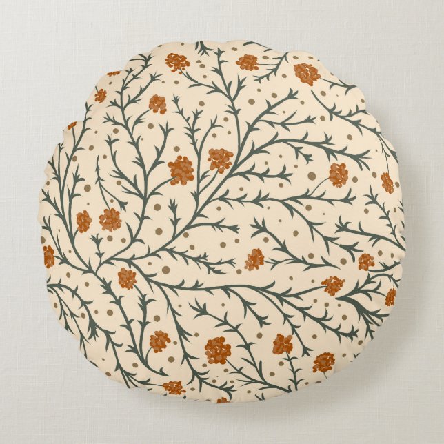 Cojín Redondo Evergreen Kisses Under the Mistletoe (Anverso)