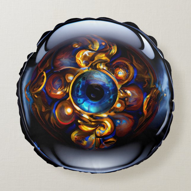 Cojín Redondo Evil Eye Dark Blue (Anverso)