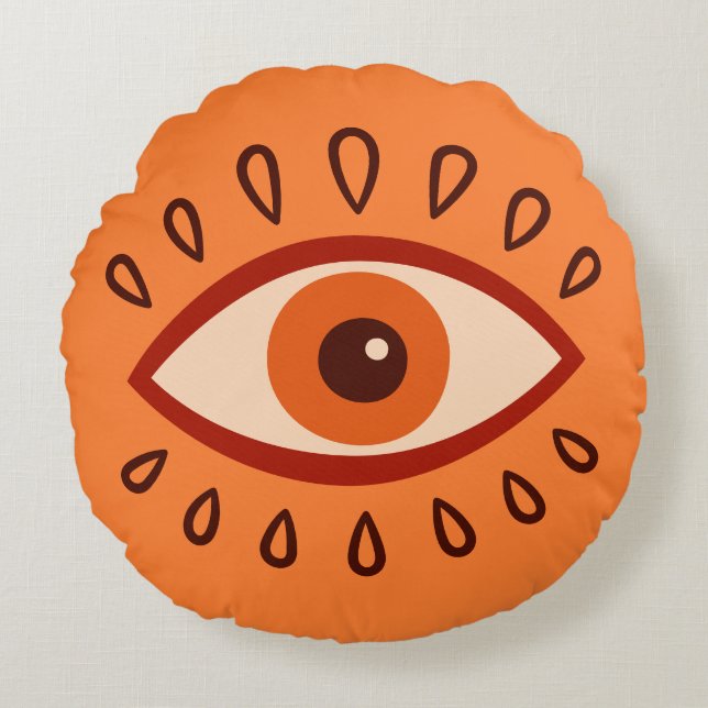 Cojín Redondo Evil Eye Sunset Boho Decor Accent Throw  (Anverso)
