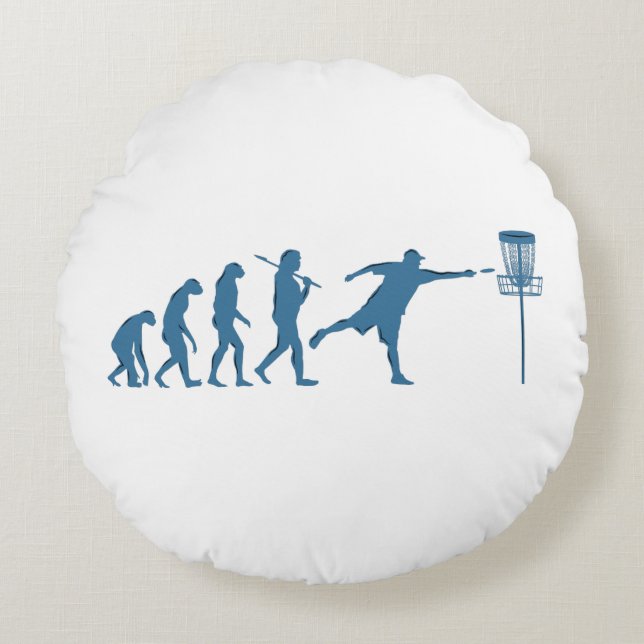Cojín Redondo Evolución del disco de golf - Regalo divertido par (Anverso)