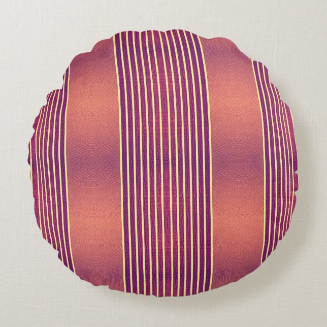 Cojín Redondo Exotic Faux Snake Leather & Linear Stripe Salmon (Anverso)