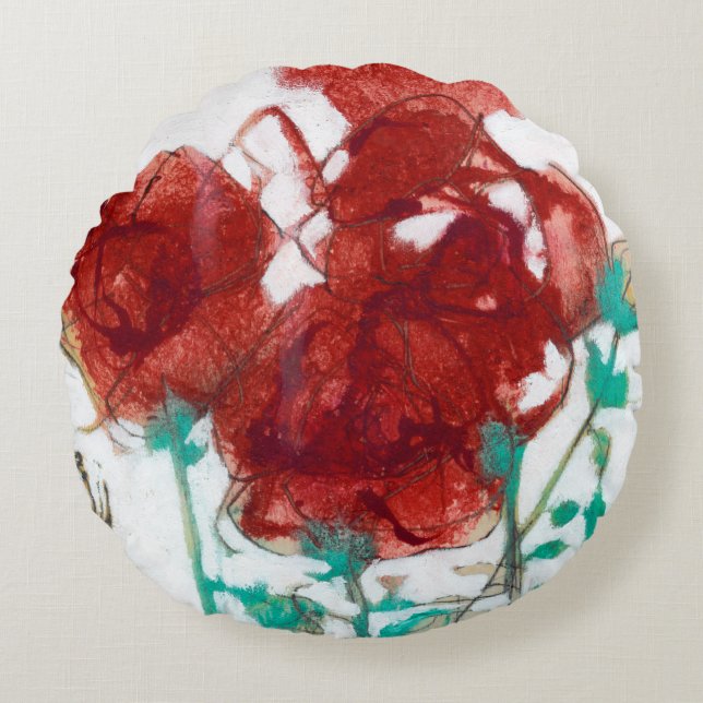 Cojín Redondo Expresión de flor I (Anverso)