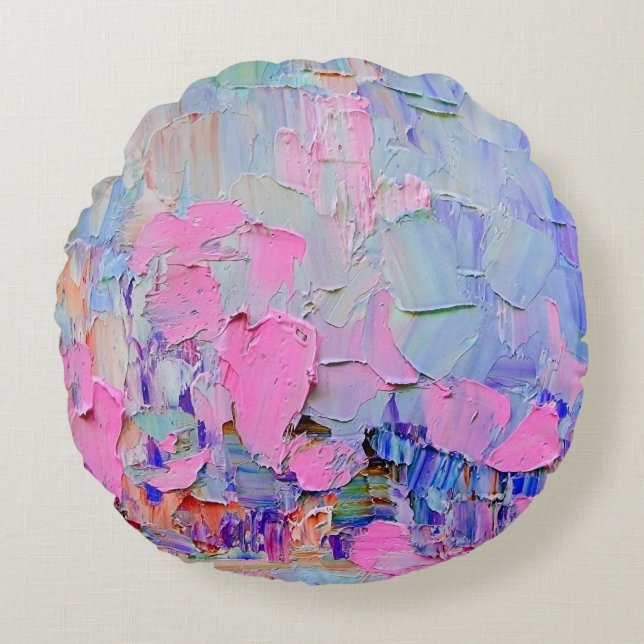 Cojín Redondo Expressive embossed paint on canvas, created using (Anverso)