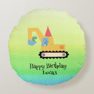 Cojín Redondo Extractor de dinosaurio divertido de cumpleaños no