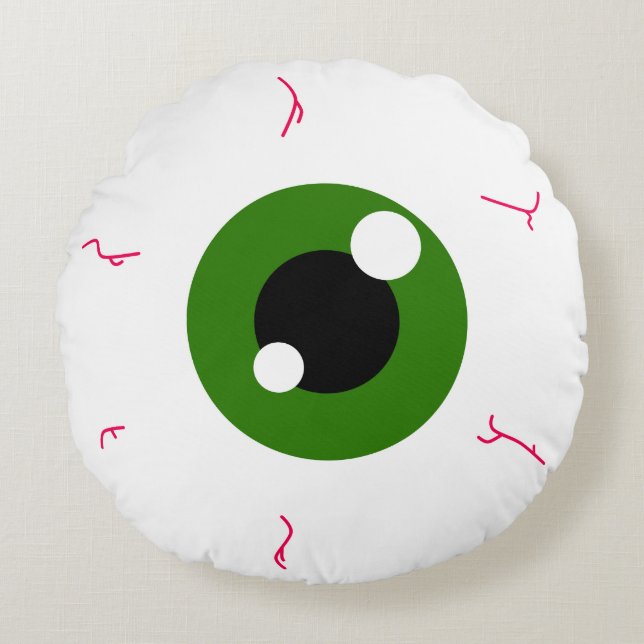 Cojín Redondo Eyeball Verde Simple (Anverso)