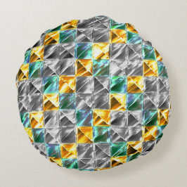 Cojín Redondo Fábrica de menta de color marrón, baldosas doradas