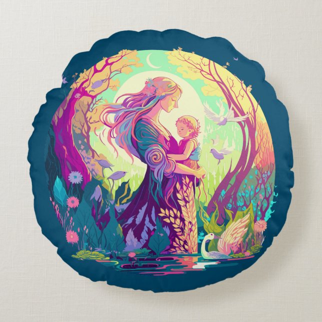 Cojín Redondo Fairy Mother (Anverso)