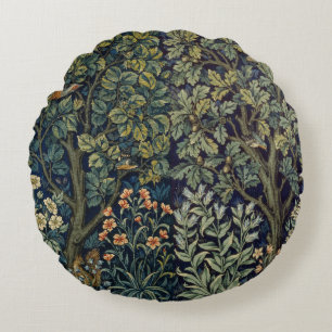 Cojín Redondo Faisán pájaro árbol bosque William Morris