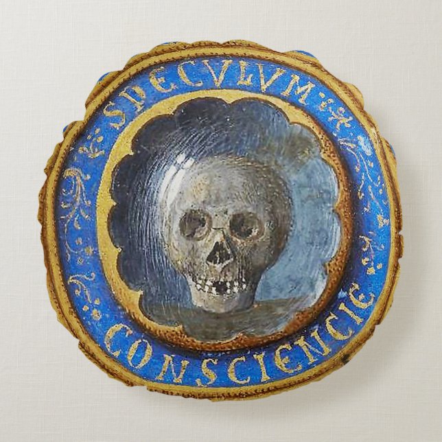 Cojín Redondo Fallo de manuscrito medieval tardío (Anverso)