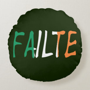 Cojín Redondo Fallo sobrepuesto en la bandera irlandesa tpcn