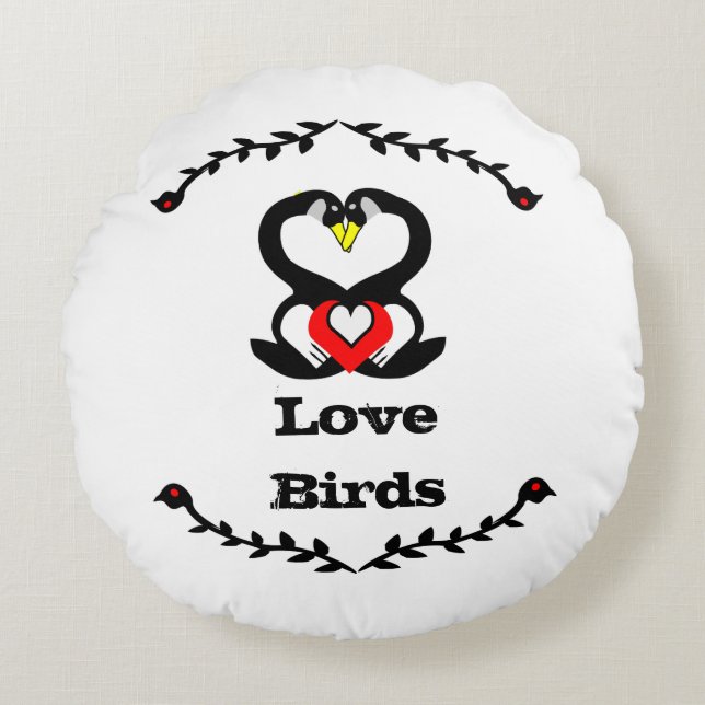 Cojín Redondo Familia Geese Silly Goose Love Birds (Anverso)
