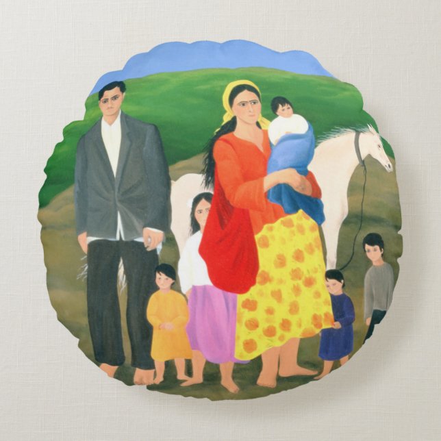 Cojín Redondo Familia gitana 1986 (Anverso)