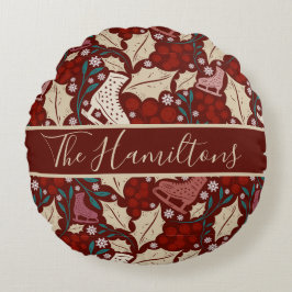 Cojín Redondo Familia personalizado Nombre Cosy Vintage Bliss de