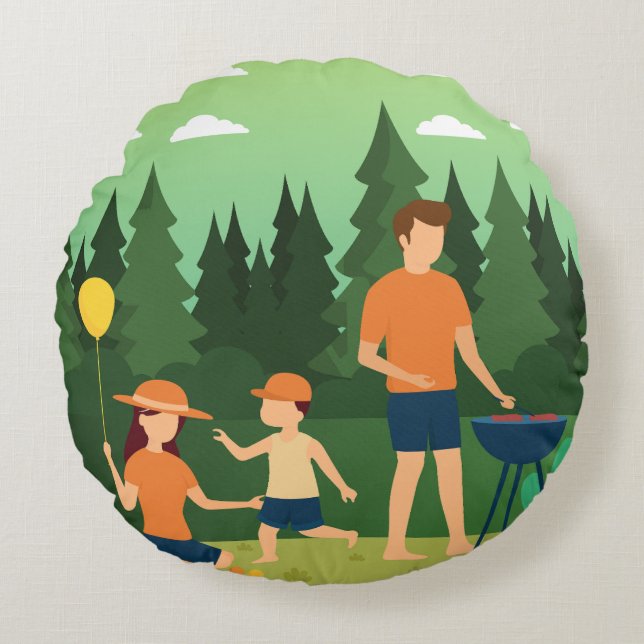 COJÍN REDONDO FAMILIA PICNIC (Anverso)