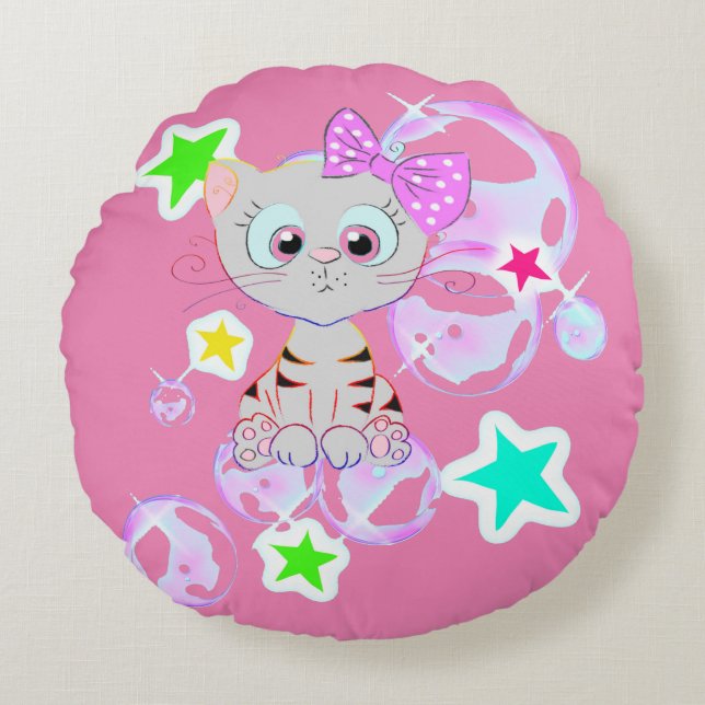 Cojín Redondo Fancy Kitten (Anverso)