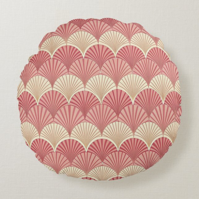 Cojín Redondo Fans Pattern Mid-Century (Anverso)