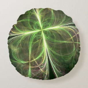 Cojín Redondo Fantasía abstracta cuatro deja trono verde