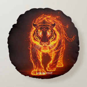Cojín Redondo Fantasía Cuesta Fuego Tigre Grande