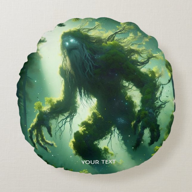 Cojín Redondo Fantasía Cute Gigante Árbol Forestal (Anverso)