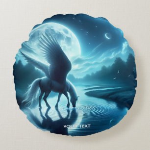 Cojín Redondo Fantasía Cute Horse Wings Moon